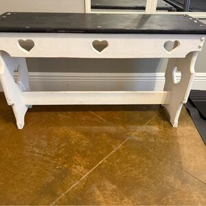White and Black Heart Cutout Bench